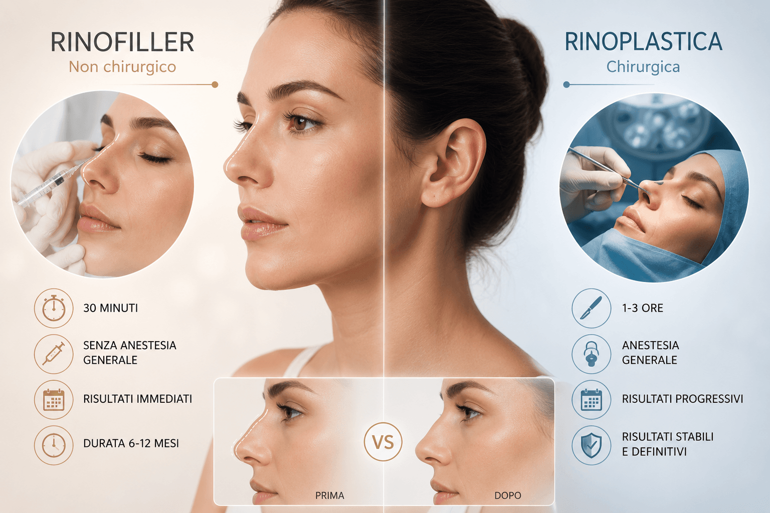 Rinoplastica o rinofiller: differenze, durata e risultati
