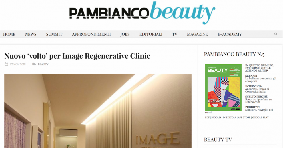 Image Regenerative Clinic Featured in Beauty Pambianconews